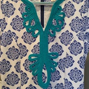 Hatley Navy, white, and turquoise dress